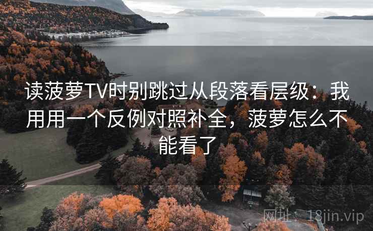 读菠萝TV时别跳过从段落看层级：我用用一个反例对照补全，菠萝怎么不能看了